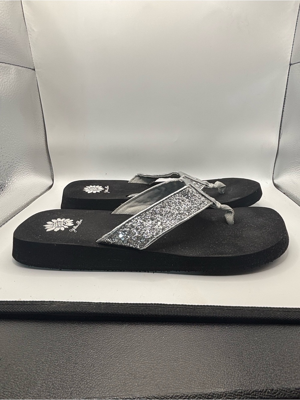 Yellow Box Silver Glitter Thong Sandals